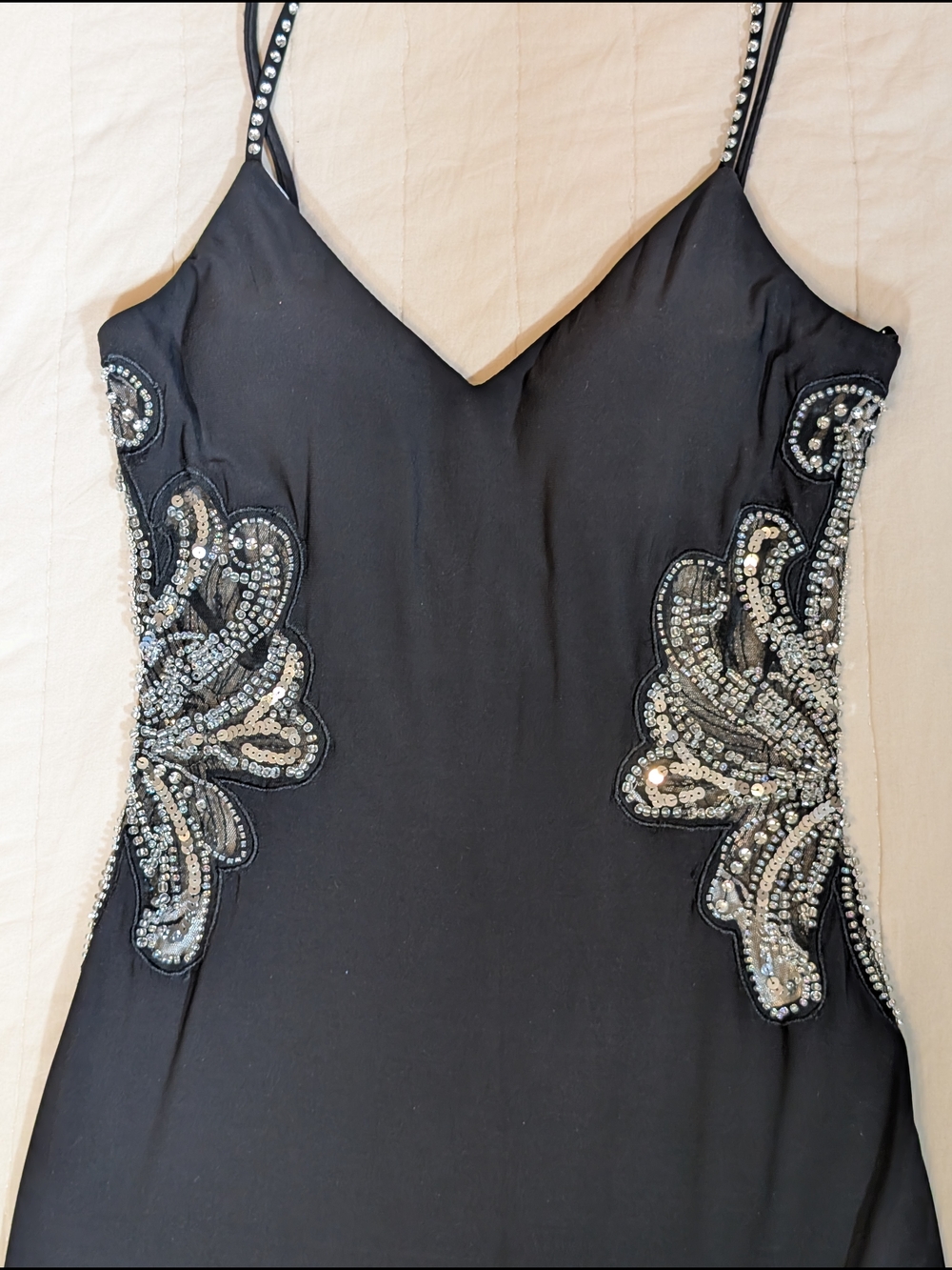 Avery G Sequin Embroidered Gown, Color Black, Sleeveless Dress, Sz 4 - Picture 3 of 13